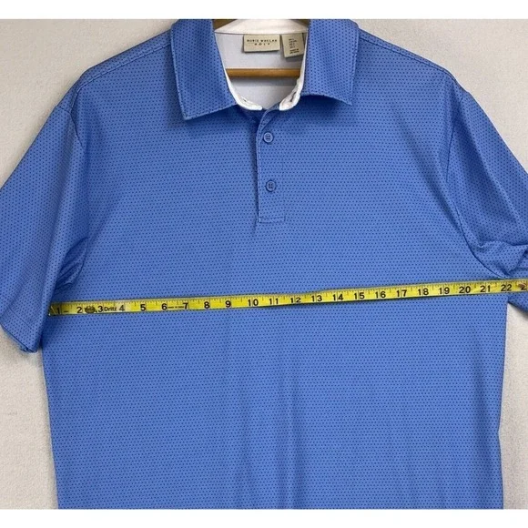 RORIE WHELAN Golf Polo Shirt Mens Large Blue Dot Performance RW Stretch L - Picture 6 of 8